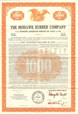 Mohawk Rubber Co. $1000 Bond